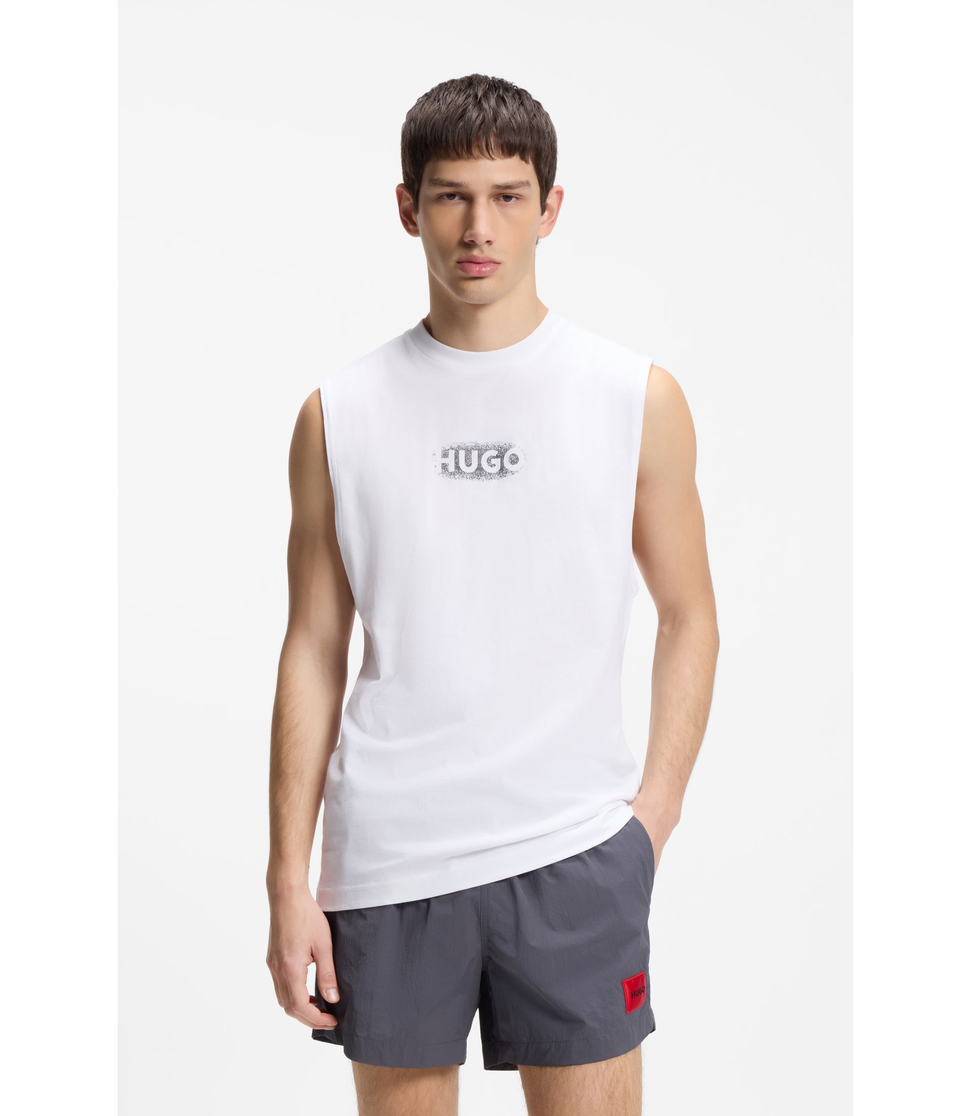 Tanktop aus Baumwoll-Jersey mit Logo-Print