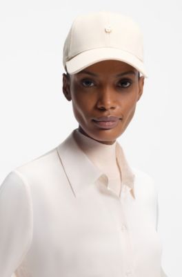 Stretch-cotton cap with Double B monogram, Natural