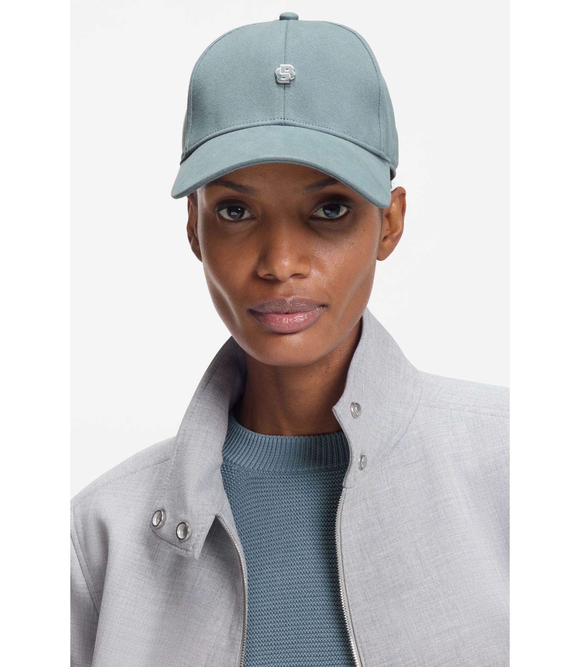 BOSS - ストレッチコットン キャップ Double Bモノグラム - ライトブルー