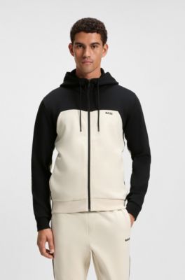Two-piece tracksuit in stretch cotton with tape trims, Black / White