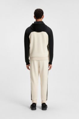 Two-piece tracksuit in stretch cotton with tape trims, Black / White