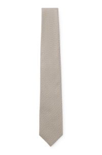 Italian-silk tie with herringbone jacquard, Beige