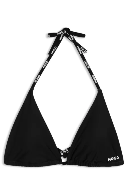 Triangle bikini top with logo ties