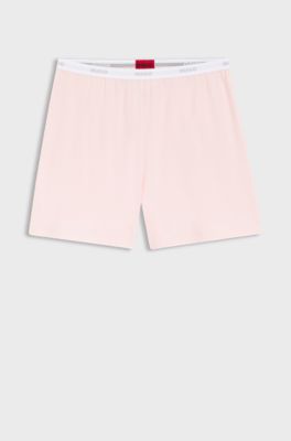 Pyjamashort met logotailleband van elastische katoenen jersey, Lichtroze