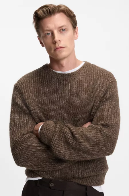 BECKHAM x BOSS knitted sweater with mouliné rib