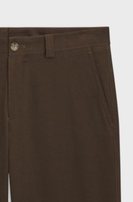 Tapered-fit broek van geborstelde stretchkatoen, Kaki