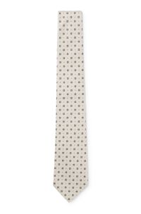 Silk tie with jacquard pattern, White Patterned