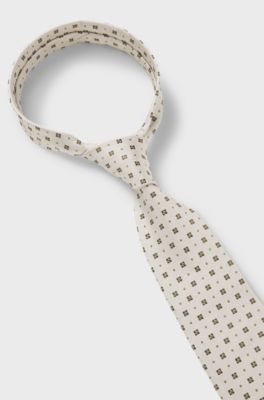 Cravatta in seta con motivo jacquard, Beige