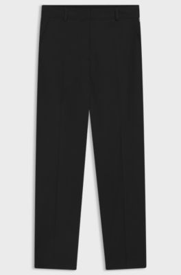 Tapered-fit cropped trousers in stretch cotton, Black