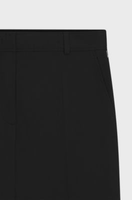 Tapered-fit cropped trousers in stretch cotton, Black