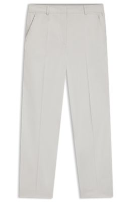 Tapered-fit cropped trousers in stretch cotton, Light Grey