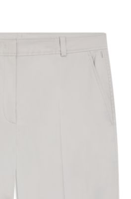 Tapered-fit cropped trousers in stretch cotton, Light Grey