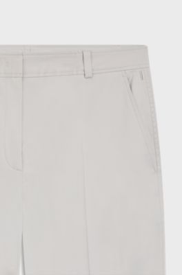 Tapered-fit cropped trousers in stretch cotton, Light Grey