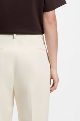 Pantalon Tapered raccourci en coton stretch, Naturel