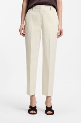 Pantalon Tapered raccourci en coton stretch, Naturel