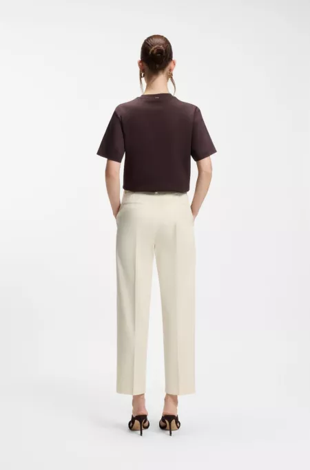 Tapered-fit cropped trousers in stretch cotton