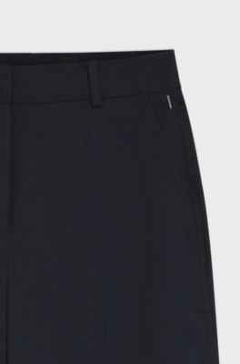 Tapered-fit cropped trousers in stretch cotton, Dark Blue