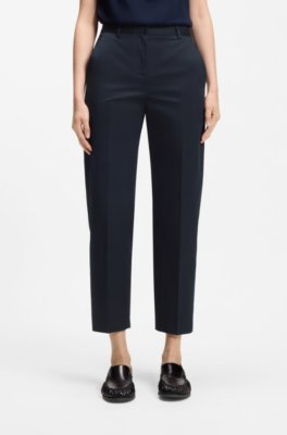 Tapered-fit cropped trousers in stretch cotton