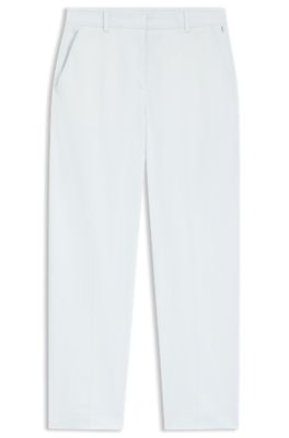 Tapered-fit cropped trousers in stretch cotton, Light Blue