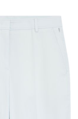 Tapered-fit cropped trousers in stretch cotton, Light Blue