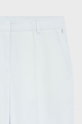 Pantaloni cropped con fit affusolato in cotone elasticizzato, Celeste