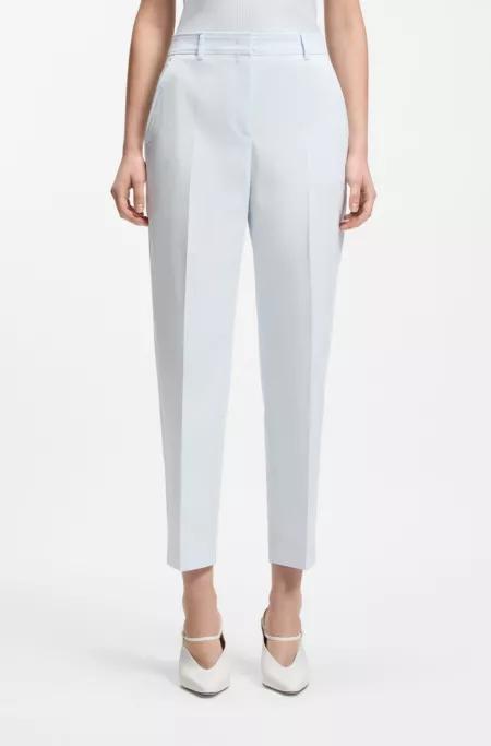 Verkürzte Tapered-Fit Hose aus elastischer Baumwolle