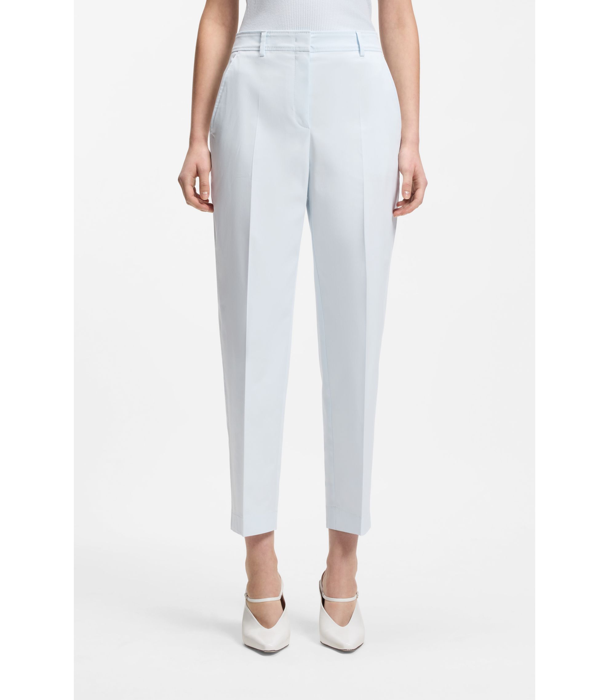 Verkürzte Tapered-Fit Hose aus elastischer Baumwolle