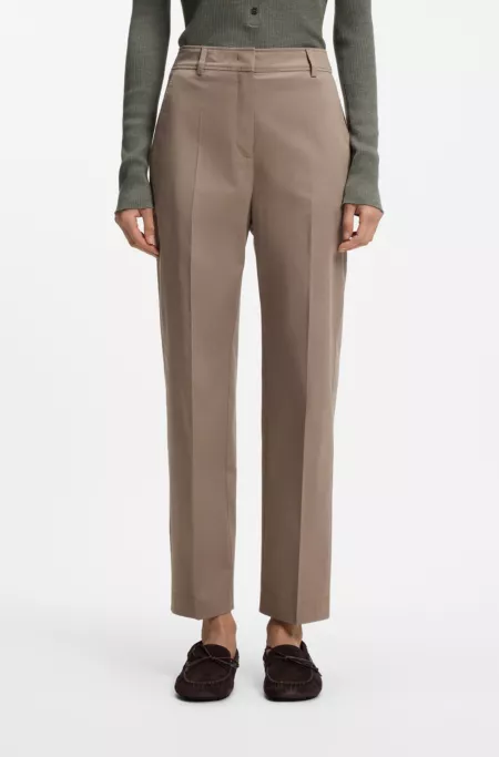 Tapered-fit cropped trousers in stretch cotton