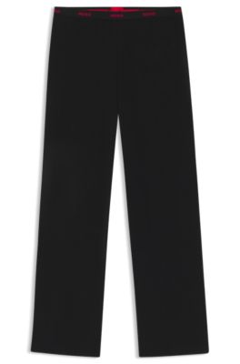 Pantaloni del pigiama in cotone elasticizzato con elastico in vita con logo, Nero