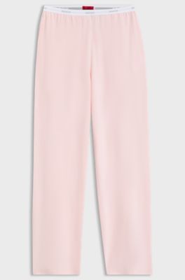 Stretch-cotton pyjama bottoms with logo waistband, light pink