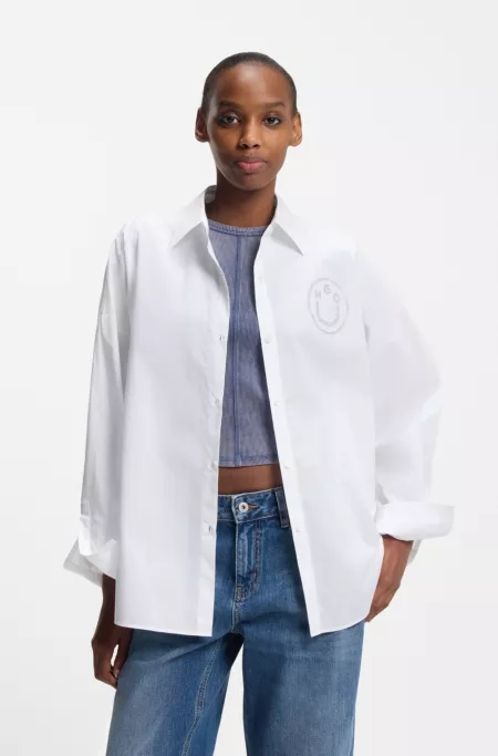 Chemisier Oversize avec logo Happy HUGO en strass