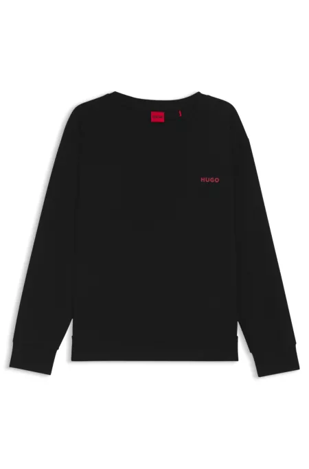 Stretch-cotton pyjama top with logo print