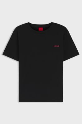 Relaxed-fit pyjama top in stretch cotton, Black