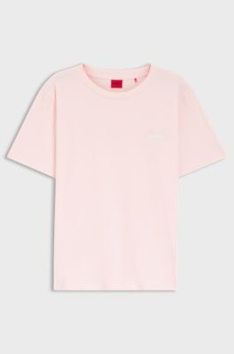 Maglia del pigiama dal taglio rilassato in cotone elasticizzato, Rosa chiaro