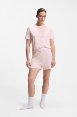 Relaxed-fit pyjama top in stretch cotton, light pink