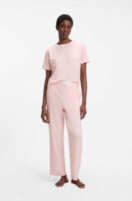 Stretch-cotton pyjama top, Light Pink