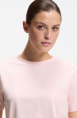 Relaxed-fit pyjama top in stretch cotton, light pink