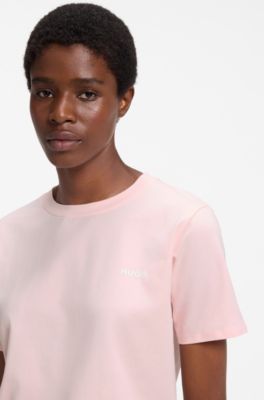 Stretch-cotton pyjama top, Light Pink