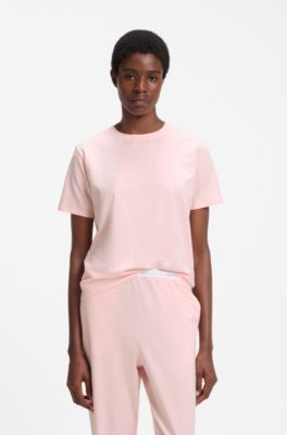 Stretch-cotton pyjama top, Light Pink