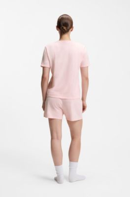 Relaxed-fit pyjama top in stretch cotton, light pink