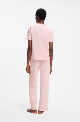 Stretch-cotton pyjama top, Light Pink