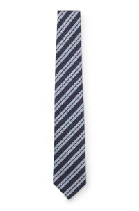 Italian-silk tie with diagonal stripe, Light Blue