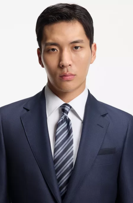 Cravate en soie italienne à rayures en diagonale