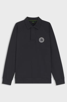 Cotton-blend sweatshirt with tennis artwork, Dark Blue