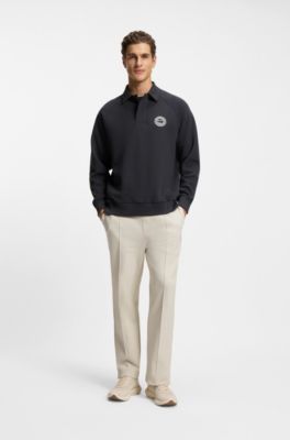 Cotton-blend sweatshirt with tennis artwork, Dark Blue