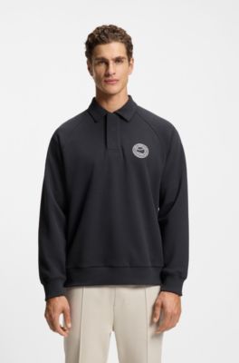 Cotton-blend sweatshirt with tennis artwork, Dark Blue