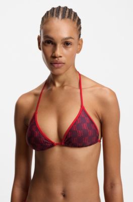 Triangel-Bikinitop mit Stack-Logos, Rot