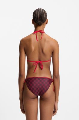 トライアングル ビキニトップ スタックロゴ, レッド