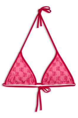 Triangle bikini top with stacked logos, Pink