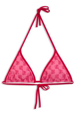 Triangle bikini top with stacked logos